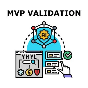 Mvp validation process with ai system and user feedback Stock Illustration