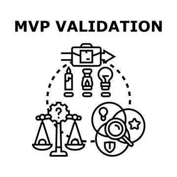 Mvp validation process evaluating product idea development 库存插图