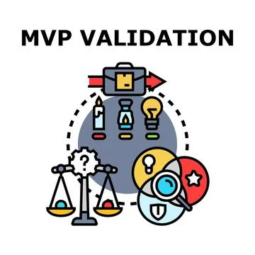 Mvp validation process evaluating product idea development Stock Illustration