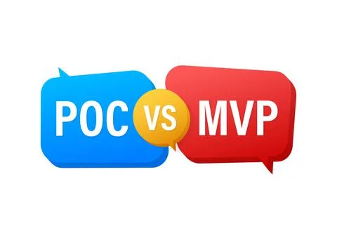 MVP vs POC symbol. Minimum viable product and POC. Vector stock illustration. 스톡 일러스트