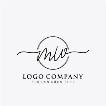 MW Initial handwriting logo design Stock Illustration