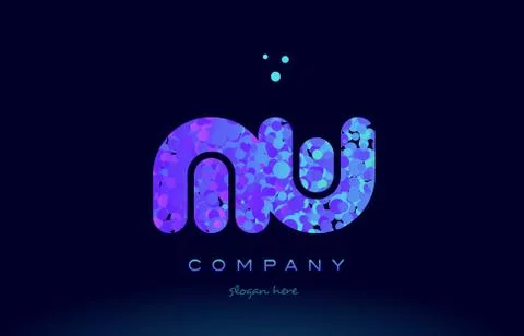 Mw m w bubble circle dots pink blue alphabet letter logo icon vector Stock Illustration
