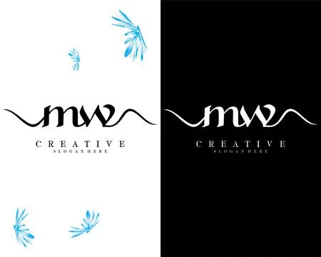 Mw, wm handwriting script font letter logo design template vector 스톡 일러스트
