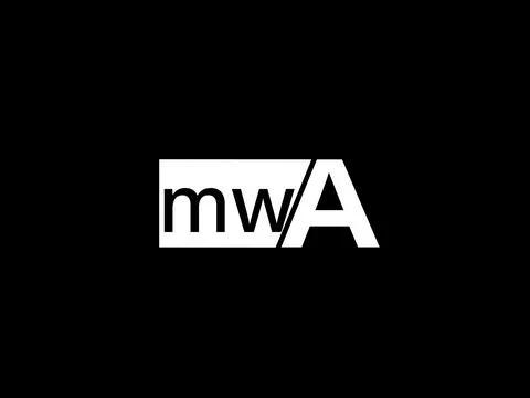 MWA Logo and Graphics design vector art, Icons isolated on black background Illustrazione stock