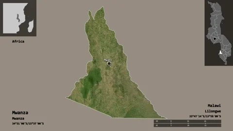 Mwanza location. Malawi. Satellite map | Stock Video | Pond5