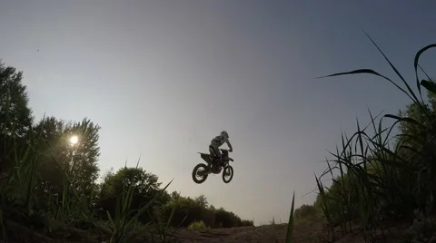 Mx bike sick jump high over camera 2.7k Stock Footage 52149093