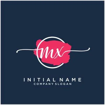 MX Initial handwriting logo design with brush circle Stock Illustration