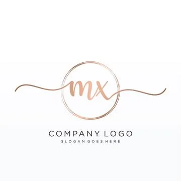 MX Initial handwriting logo design Stock Illustration
