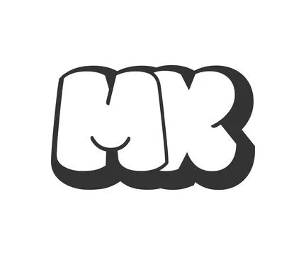 MX logo, bubble comic lettering, rounded in graffiti style black and white .. Stock Illustration
