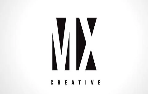 MX M X White Letter Logo Design with Black Square. Stock Illustration