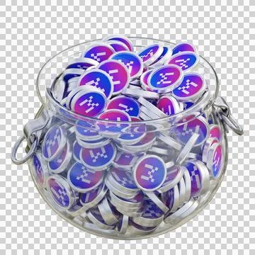 MXC in 3D crypto coin saving bank with stack coins on isolated background Stockfoto's