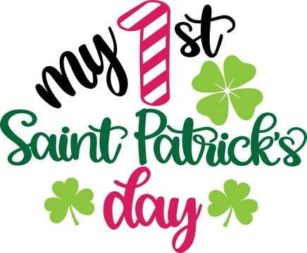 My 1st Saint Patrick's Day 2, Green Clover, Shamrock, Lucky Clover Stock Illustration