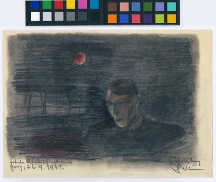 My birthday , Total lunar eclipse . Karl Wiener (1901-1949), artist Copyri... Stock Photos