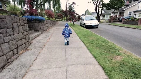My Child Running Down The Sidewalk NO FACE 4K Stock Footage 154482786
