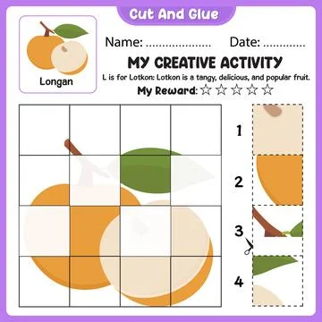 My Creative Activity Look And Match Cut Tear And Paste Grid Worksheet For K.. Stock-Illustration