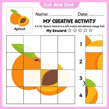 My Creative Activity Look And Match Cut Tear And Paste Grid Worksheet For K.. Stock Illustration