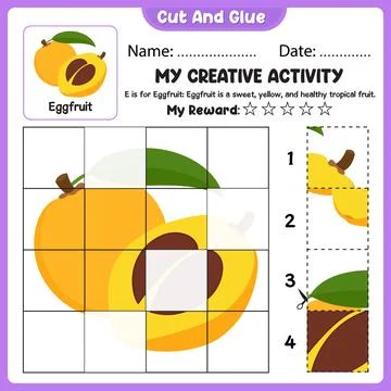 My Creative Activity Look And Match Cut Tear And Paste Grid Worksheet For K.. Stock Illustration