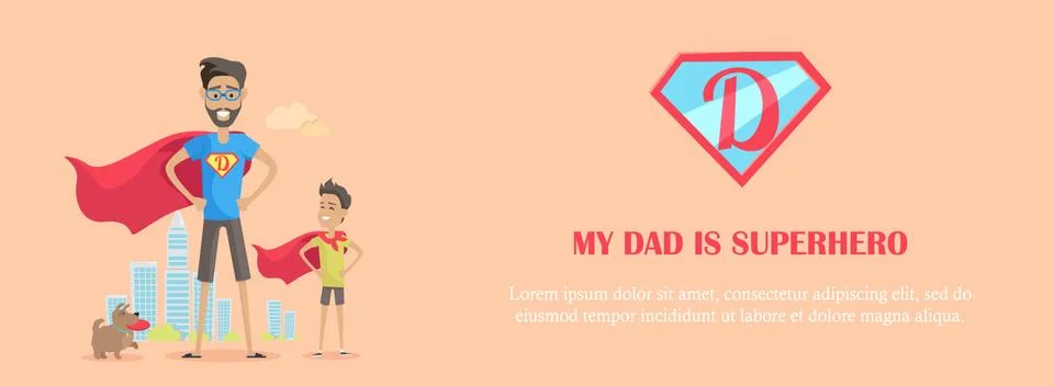 My Dad is Superhero Stock Illustration