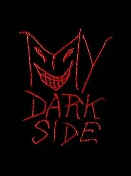  My Dark Side Typographic Design Hand draw pencil drawing raster typograph... Stock Photos