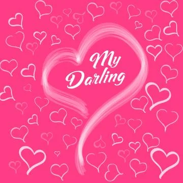 My darling sign. Heart shape, hearts pink background Stock Illustration
