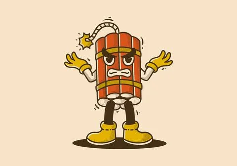 My emotions are ready to explode. Mascot character design of tnt dynamite w.. Stock Illustration