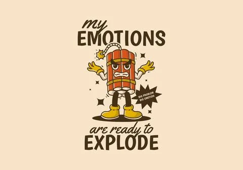 My emotions are ready to explode. Mascot character design of tnt dynamite w.. Stockillustratie