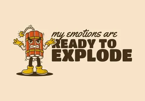 My emotions are ready to explode. Mascot character design of tnt dynamite w.. Stockillustratie