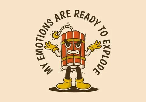 My emotions are ready to explode. Mascot character design of tnt dynamite w.. Stockillustratie