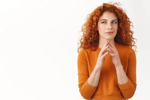 My evil plan is perfect. Hideous gorgeous redhead female scheming something Stock Photos