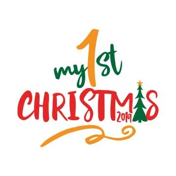 My first (1.) Christmas - Greeting card. Illustrazione stock