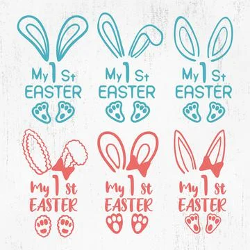 My first Easter, Bunny Feet And Ears Bundle Stock Illustration