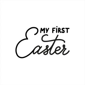 My first Easter holiday vector calligraphy lettering. Christian religious card Stock Illustration
