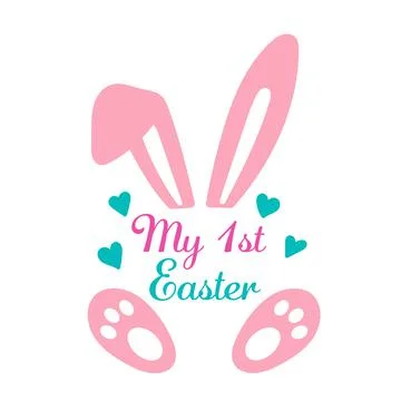 My first Easter vector design with bunny ears and hearts. Number with rabbit 库存插图