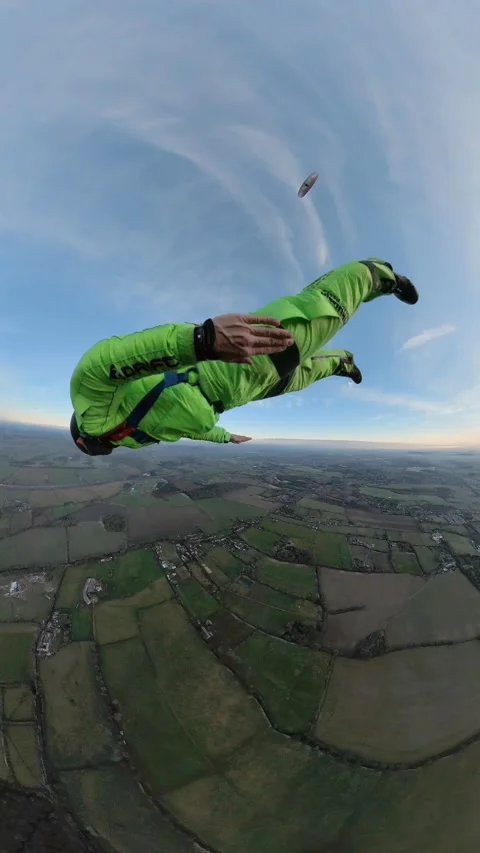 My First Tracking BASE Jumping from a Paramotor, Spain Stock Footage 265111291