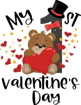 My First Valentines Day  Vector Sublimation T-Shirt Design Stock Illustration