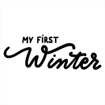 My first Winter holiday vector calligraphy lettering. Handwritten card, banner Stock Illustration