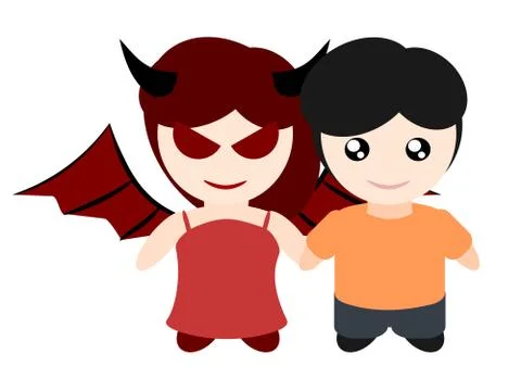 My girlfriend is devil Stock Illustration