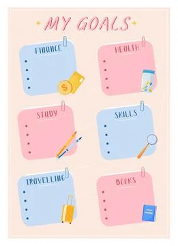 My goals creative planner page design Stock Illustration