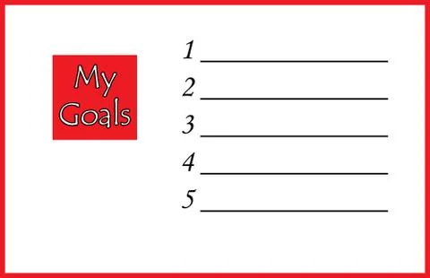 My goals note pasted on a blank white board for your text. Stock Illustration