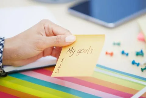 My goals text on adhesive note Stock Photos