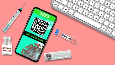 My health code in mobile phone Stock Footage 229537668