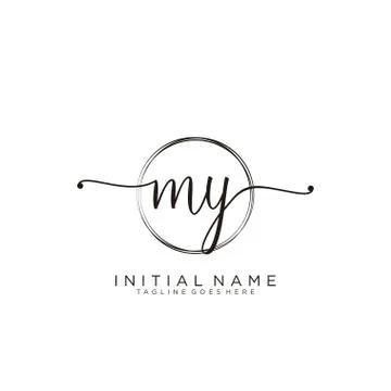 MY Initial handwriting logo with circle template vector Stock Illustration