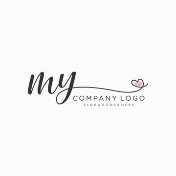 MY Initial handwriting logo design Illustrazione stock