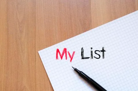 My list text concept on notebook Stock Photos