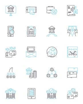 My management linear icons set. Efficiency, Collaboration, Communication Illustrazione stock