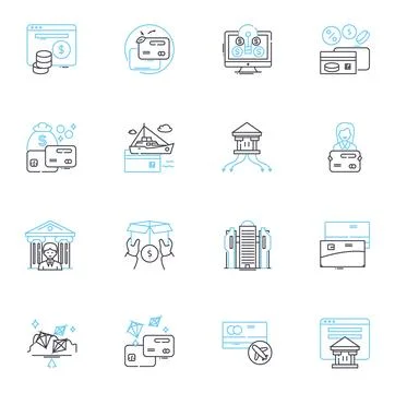 My management linear icons set. Efficiency, Collaboration, Communication Illustrazione stock