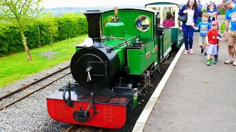 My MovieMiniature Narrow Gauge Railway - The Evesham Light Railway in Evesham UK Stock Footage