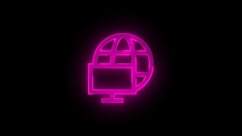 My network stroke icon glowing neon animation Stock Footage 289449661