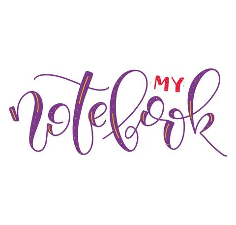 My notebook colored lettering isolated on white background Stock Illustration