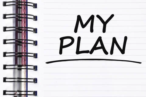 My plan words on spring white note book Foto stock